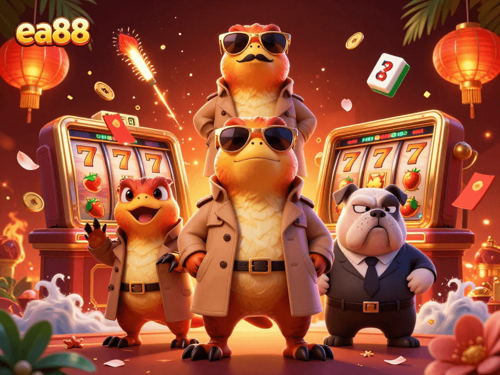Experience thrilling gaming at ea88's casino with vibrant characters and dynamic elements.
