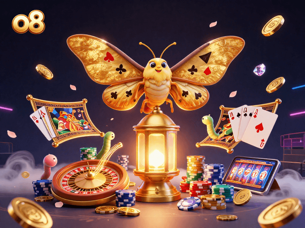 Experience exhilarating wins at O8 casino with vibrant golden graphics and thrilling game elements.