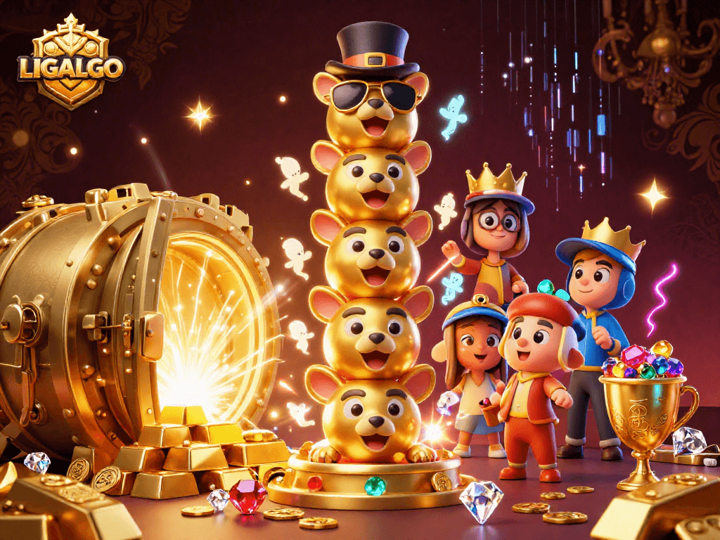 LIGALGO showcases vibrant slots action in an ultra-detailed 3D render filled with gold and gems.