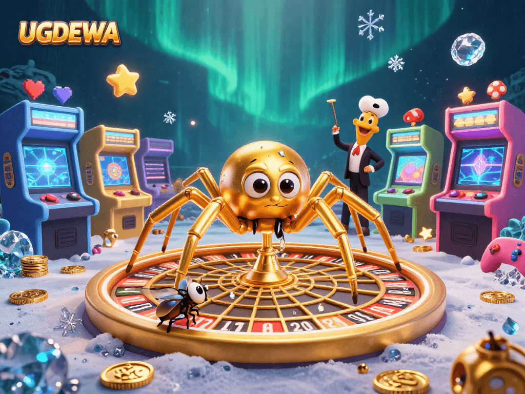 Experience exciting bets with UGDEWA in a dynamic casino-themed illustration.