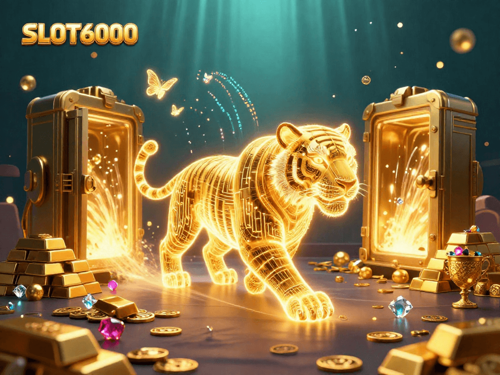 SLOT6000 invites players to explore a vibrant digital casino filled with golden treasures and mystical characters.