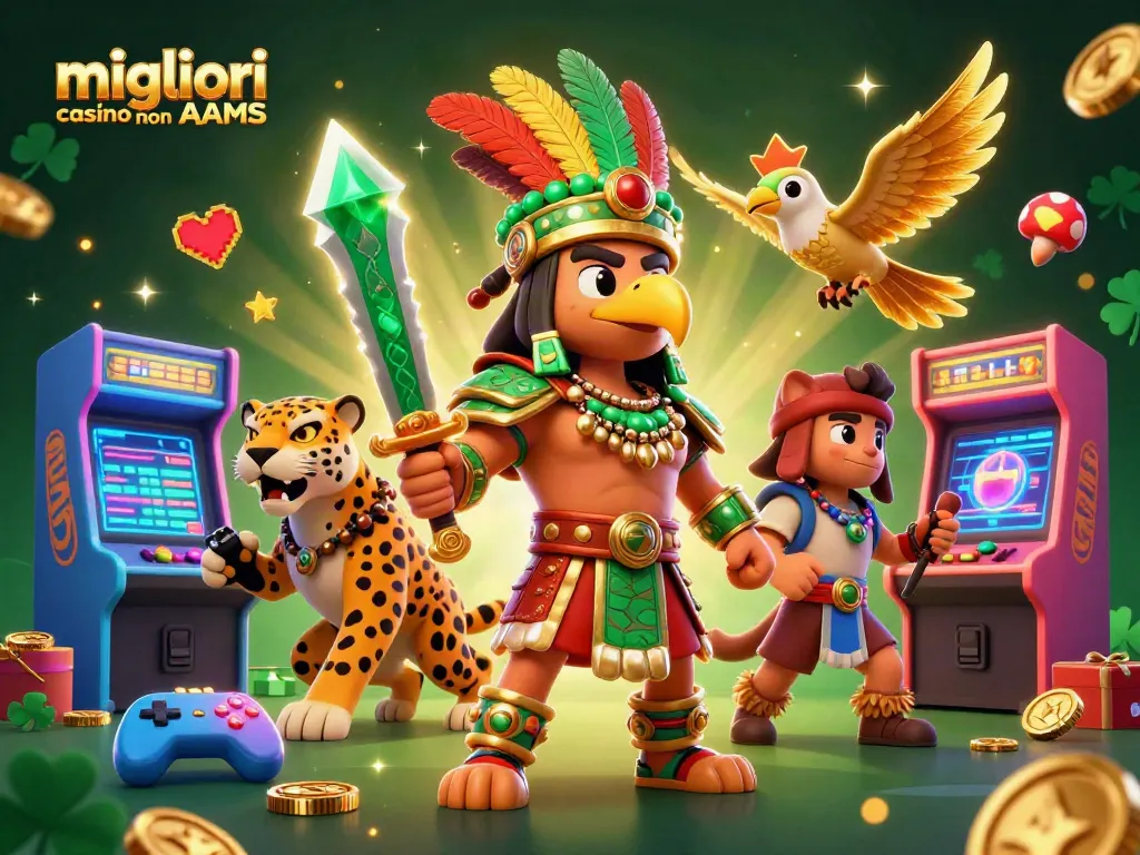 Gioca nei migliori casino non AAMS con slot e giochi emozionanti in un'illustrazione vibrante.