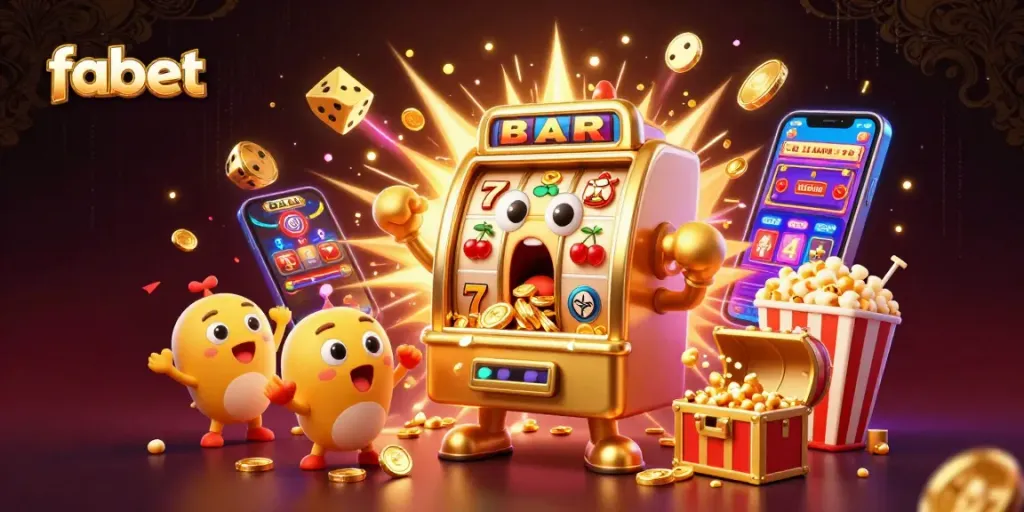 Spin the fabet slot machine to unveil golden jackpots surrounded by vibrant casino chaos.