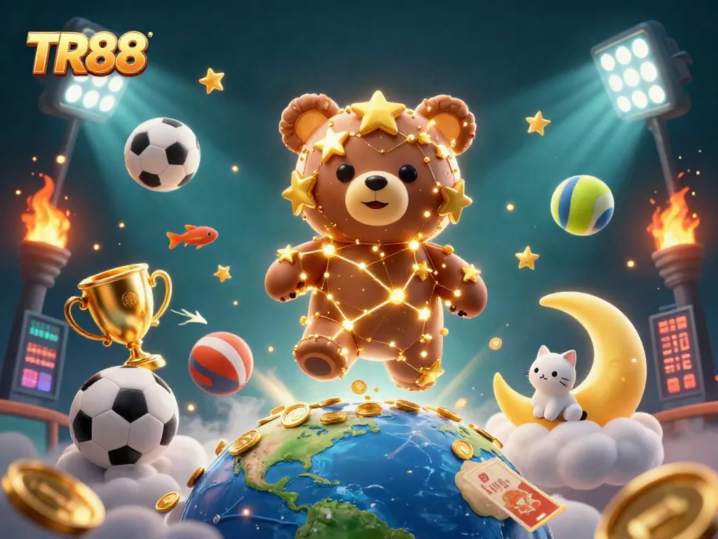 Engage with TR88's winning strategy in a vibrant casino-themed 3D illustration.