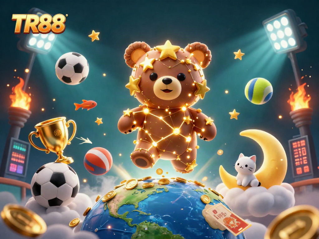 Engage with TR88's winning strategy in a vibrant casino-themed 3D illustration.