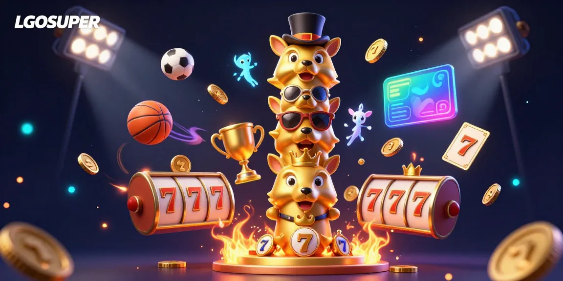Experience the excitement of LGOSUPER with engaging visuals of animated slot reels and dynamic game elements.