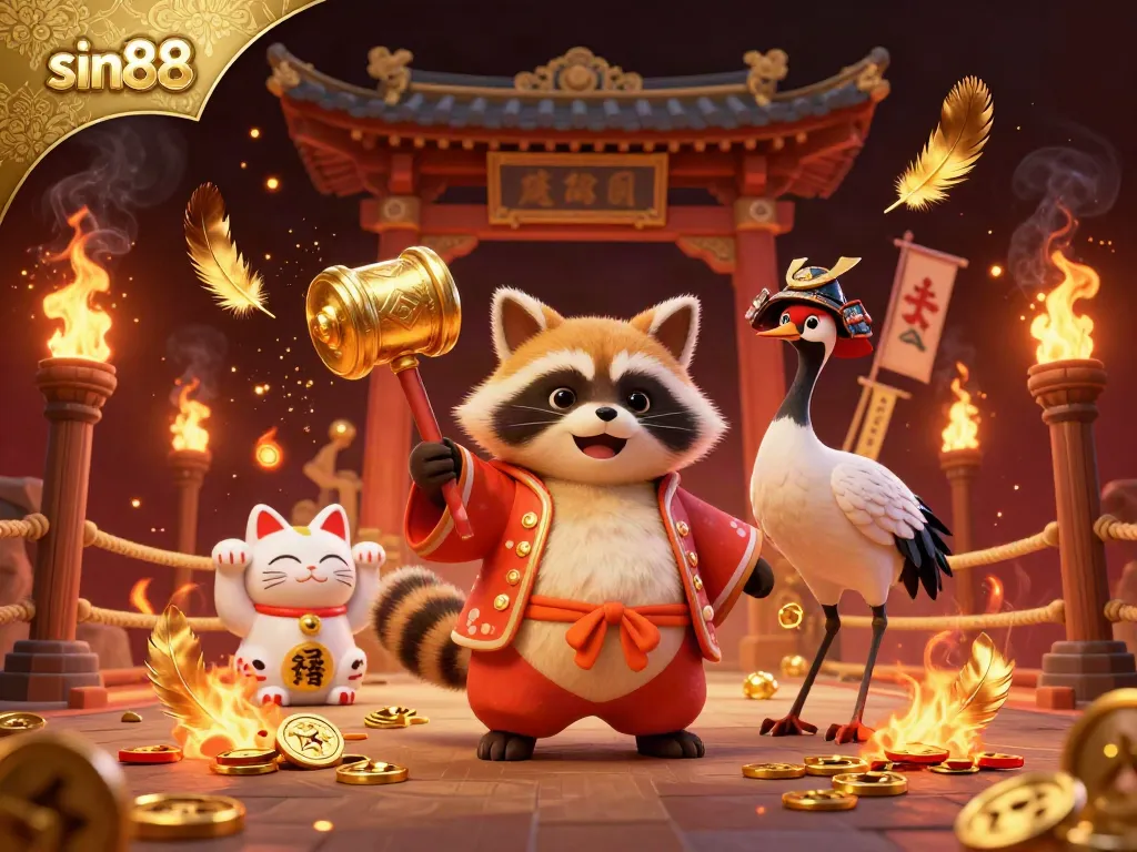 Experience thrilling gaming with sin88 in a vibrant 3D illustration featuring cheerful characters and casino elements.