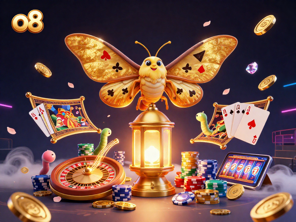 Experience exhilarating wins at O8 casino with vibrant golden graphics and thrilling game elements.