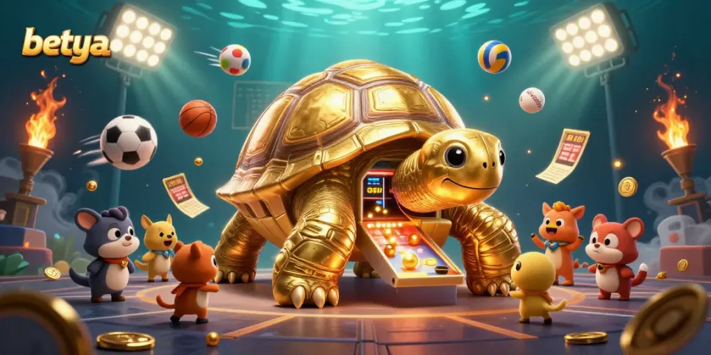 Engage with betya sports betting in this vibrant, dynamic 3D illustration showcasing lively action.