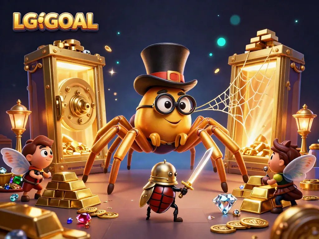 Engage with the exciting LGOGOAL ecosystem featuring unique characters and treasures in a vibrant casino scene.