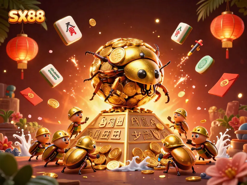 SX88 offers an engaging casino experience with vibrant elements like golden coins and festive imagery.