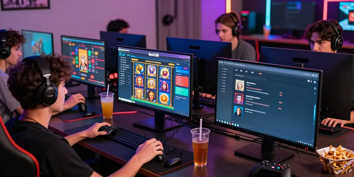 Engaged players exploring bro138 link on gaming devices in a vibrant setup