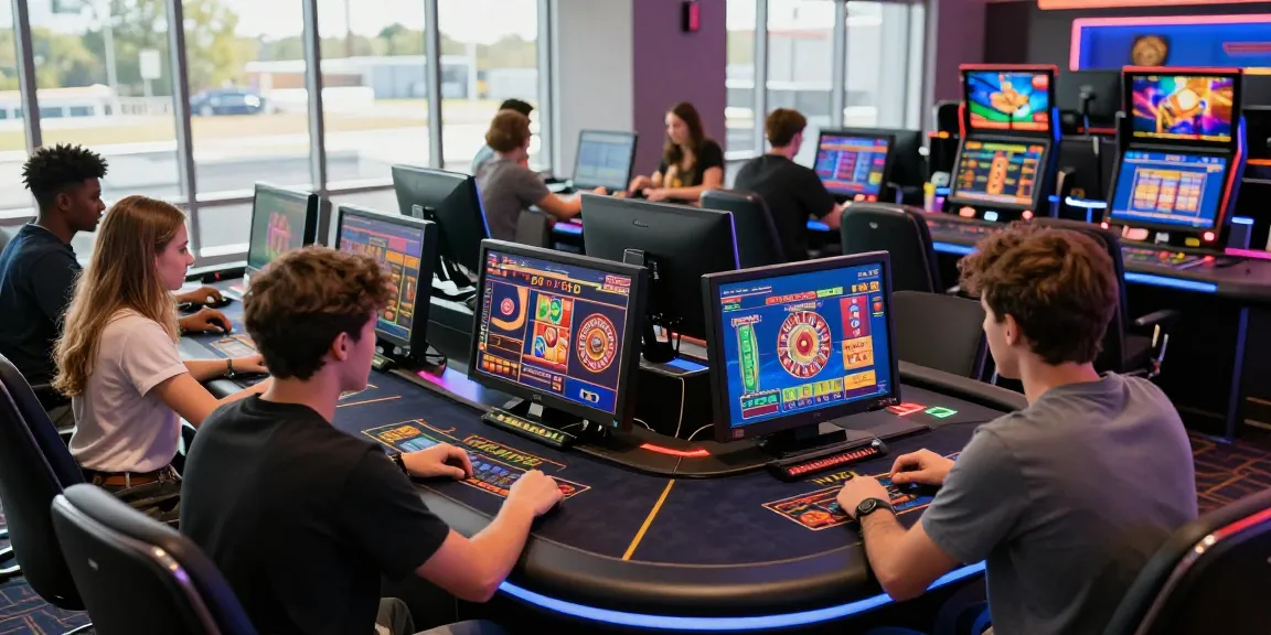 Players enjoying games at amex casinos in a vibrant online casino atmosphere.