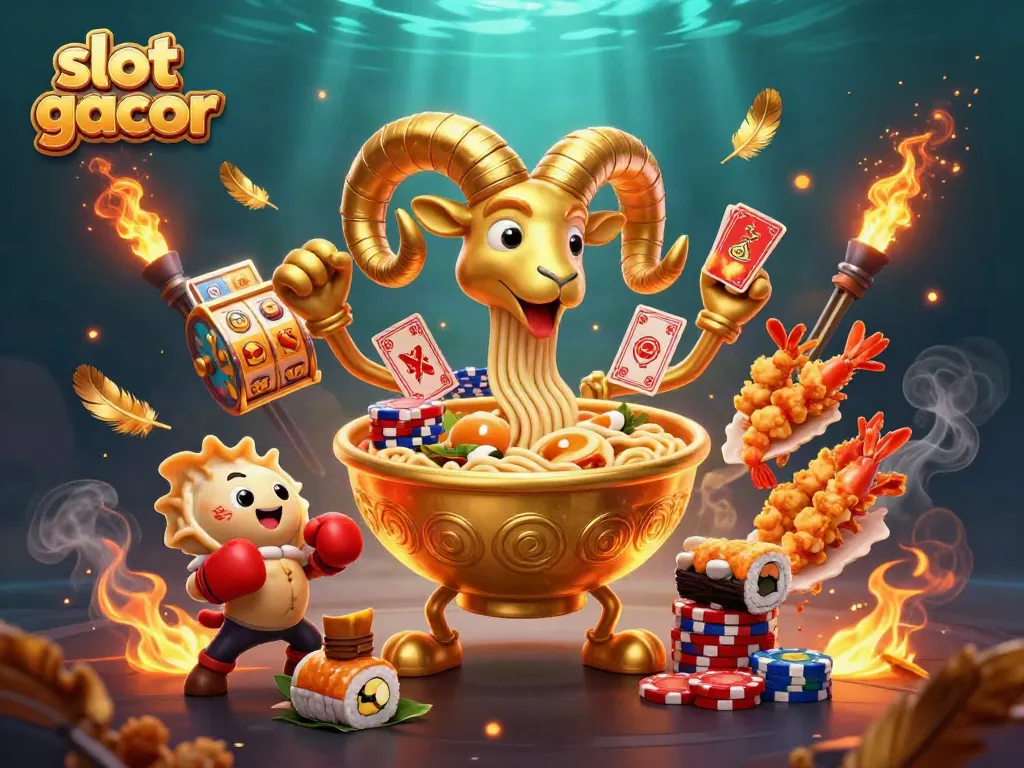 Engage with slot gacor thrills illustrated through dynamic, colorful casino characters and elements.