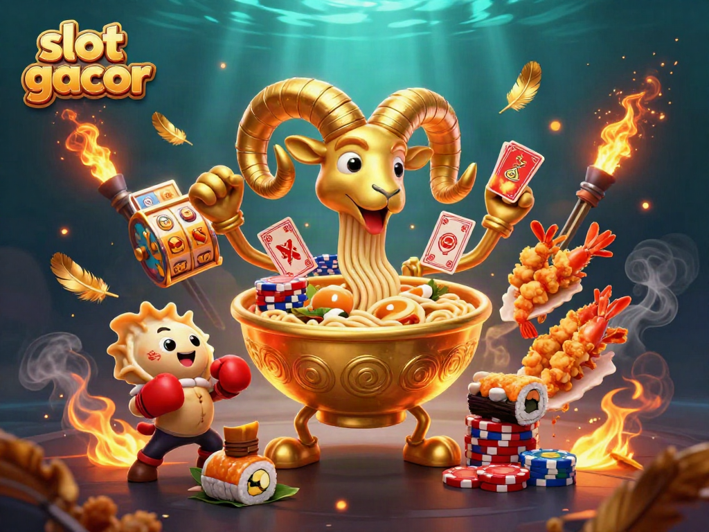 Engage with slot gacor thrills illustrated through dynamic, colorful casino characters and elements.
