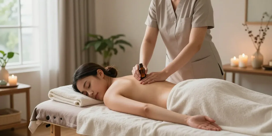 Relaxing 오산출장안마 massage scene with candlelight and soothing ambiance