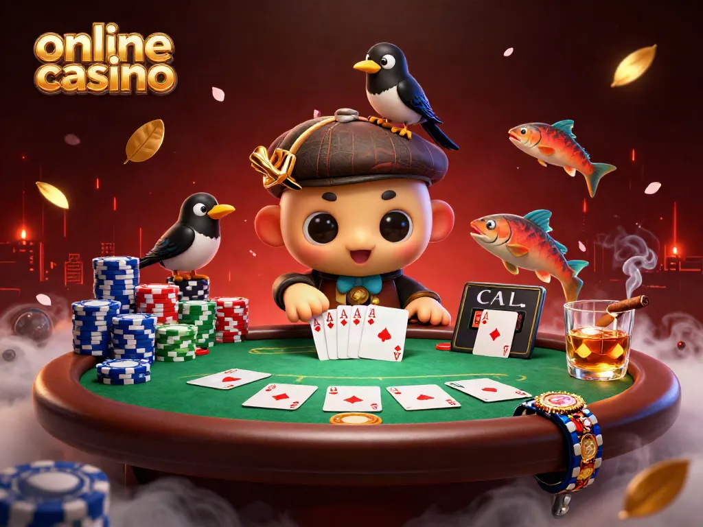 Juega en el casino online viendo a Nessie y su amigo el magpie disfrutando en la mesa de póker.