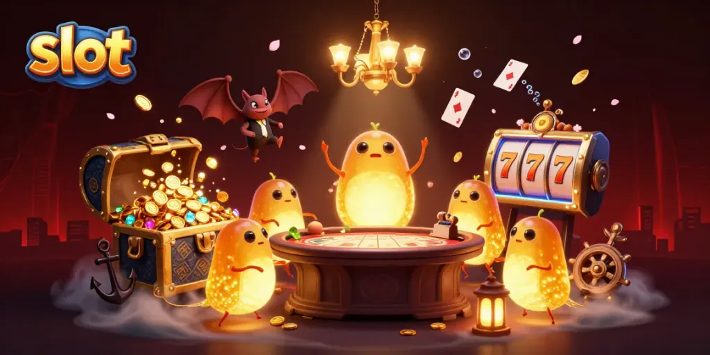 Spin the slot reels in an enchanting cave casino lit by glowworms and surrounded by treasures.