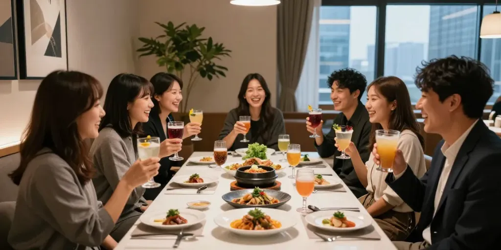 강남 구구단에서 친구들과 함께 즐거운 시간을 보내는 모습