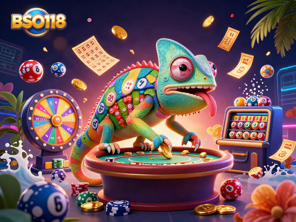Engage with BSO118 featuring a vibrant casino scene with colorful games and exciting prizes.