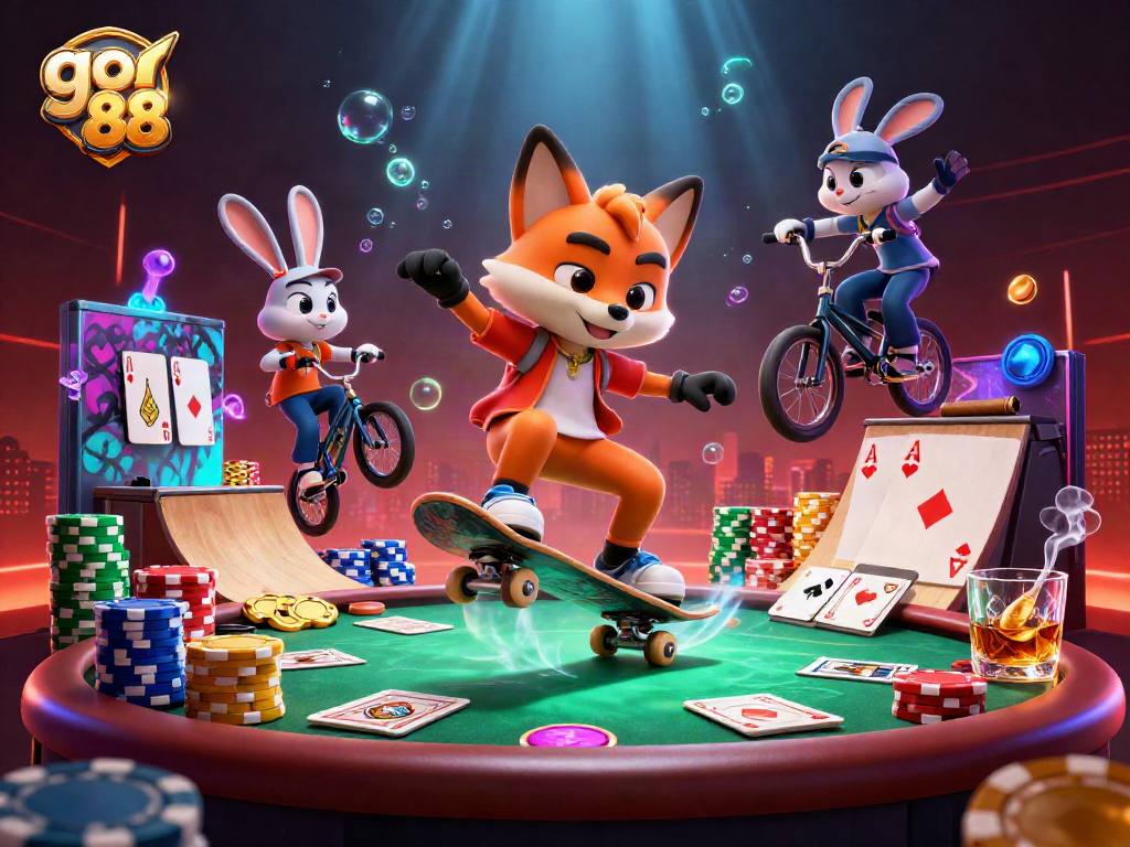 Experience the thrill of go 88 casino games with vibrant characters and dynamic actions in a colorful 3D setting.
