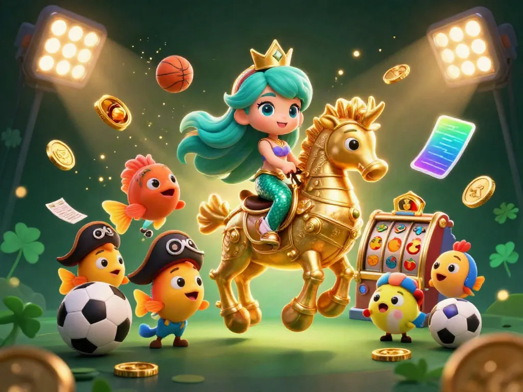 Experience the excitement of the casino as UU88 presents a vibrant scene with a mermaid and dynamic sports elements.