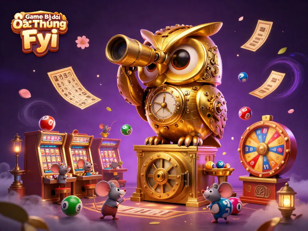 Experience the excitement of Game Bài Đổi Thưởng Fyi with a detailed casino scene rich in games and energy.