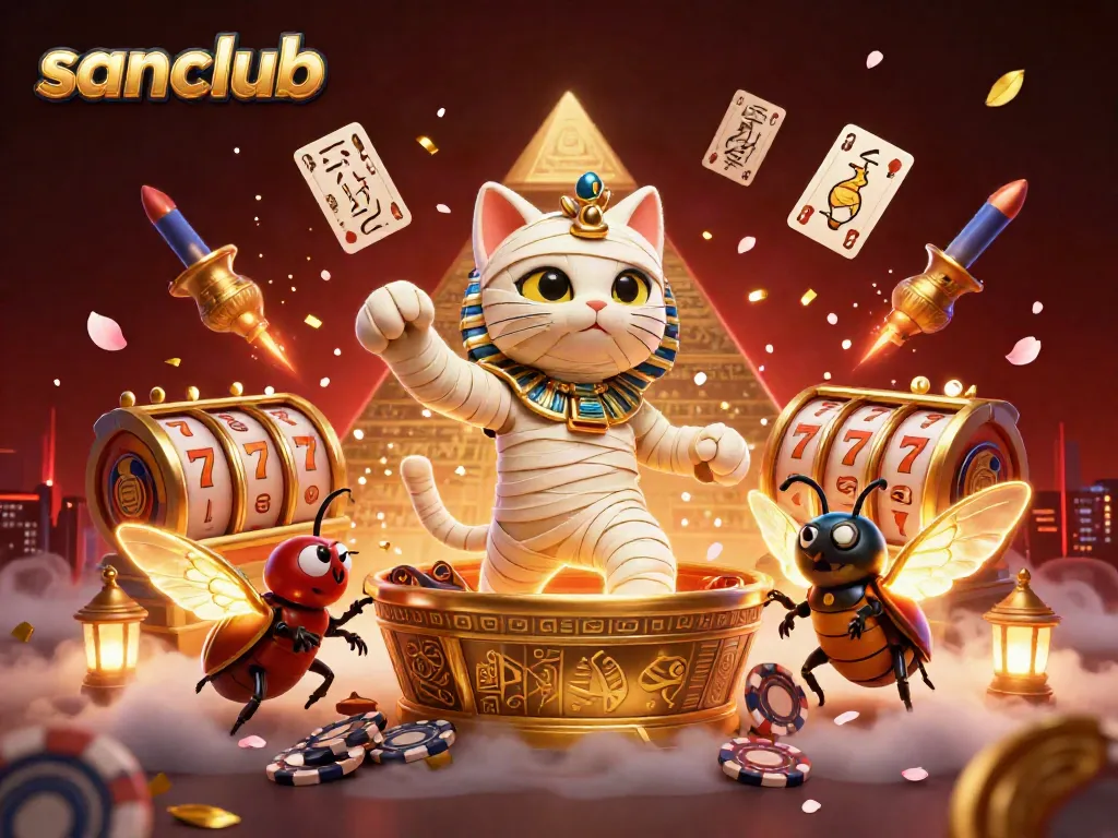 Experience thrilling gameplay at Sanclub with vibrant casino elements and captivating characters.