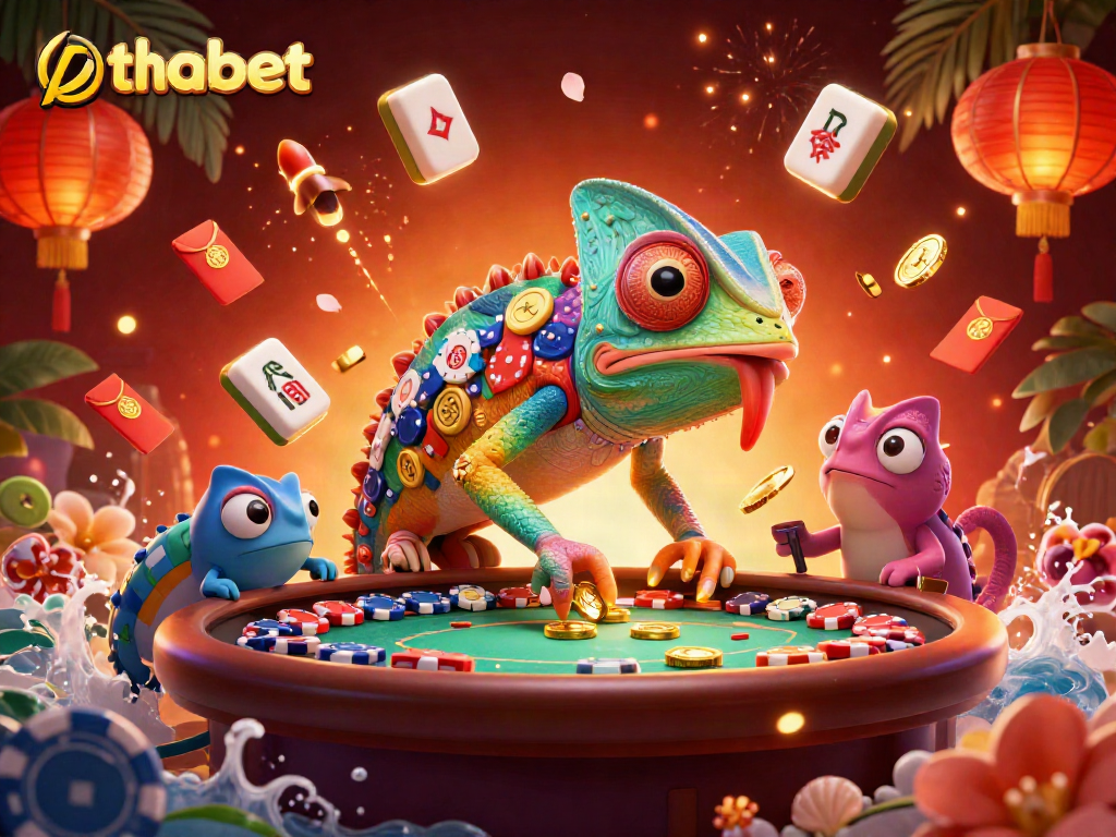 Experience thrilling wins with thabet's captivating casino world in a vibrant 3D illustration.
