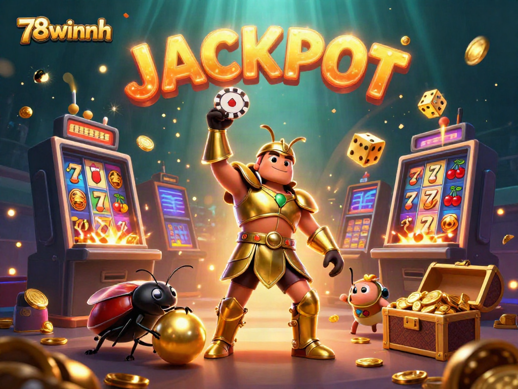 Experience a thrilling casino adventure with 78winnh, featuring vibrant characters and jackpot symbols.