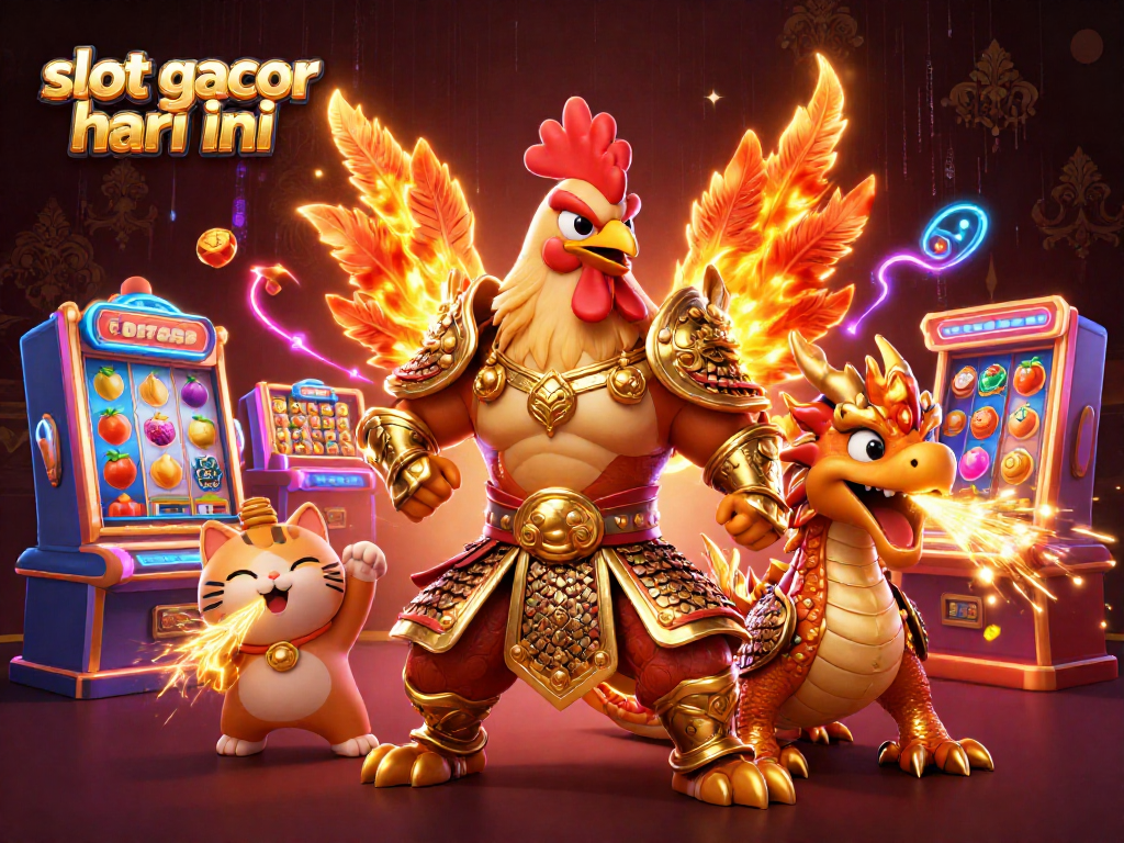 Win big today with slot gacor hari ini in a vibrant 3D illustration capturing the excitement of online gaming.