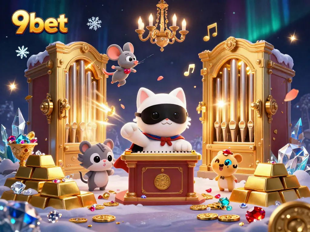 Engage in thrilling gameplay at 9bet, featuring a dazzling casino scene with sparkling gems and riches.