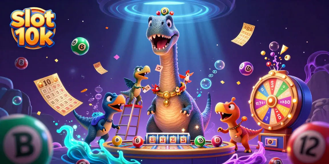 Menangkan pengalaman bermain slot 10k dengan ilustrasi kasino penuh warna dan berenergi.