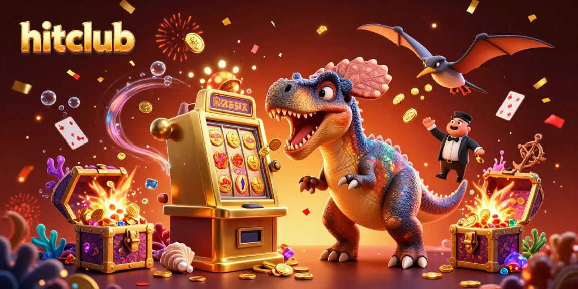 hitclub jackpots fly as a pachycephalosaurus triggers a winning slot machine with golden coins