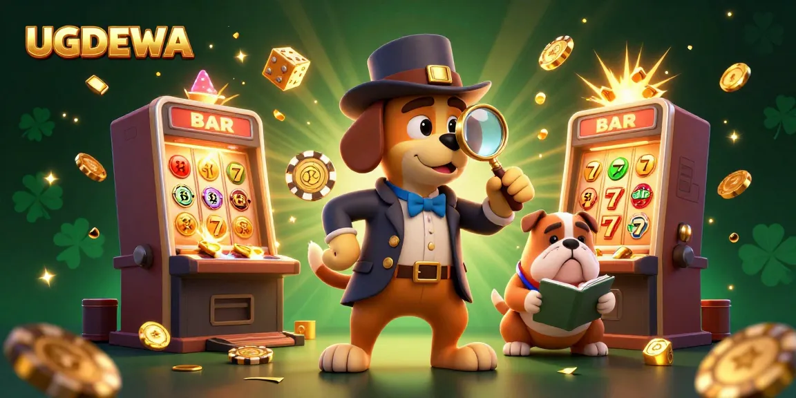 Engaging scene depicting UGDEWA as a detective examining a poker chip clue amidst dynamic casino elements.