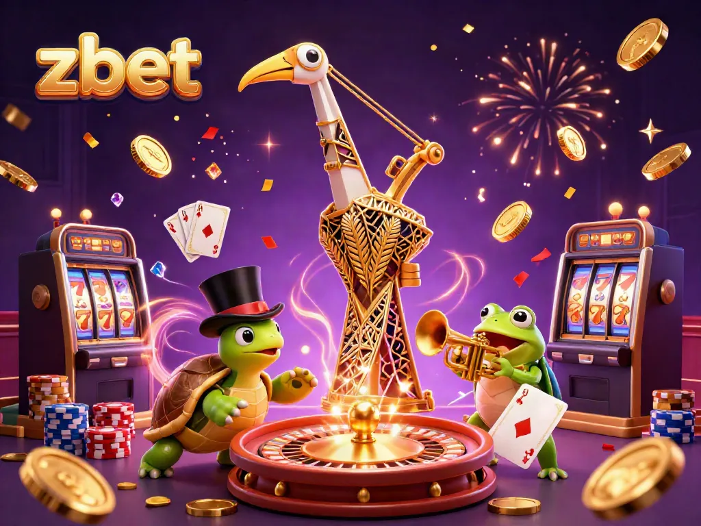 Experience the thrilling world of zbet with vibrant characters and casino elements in a festive atmosphere