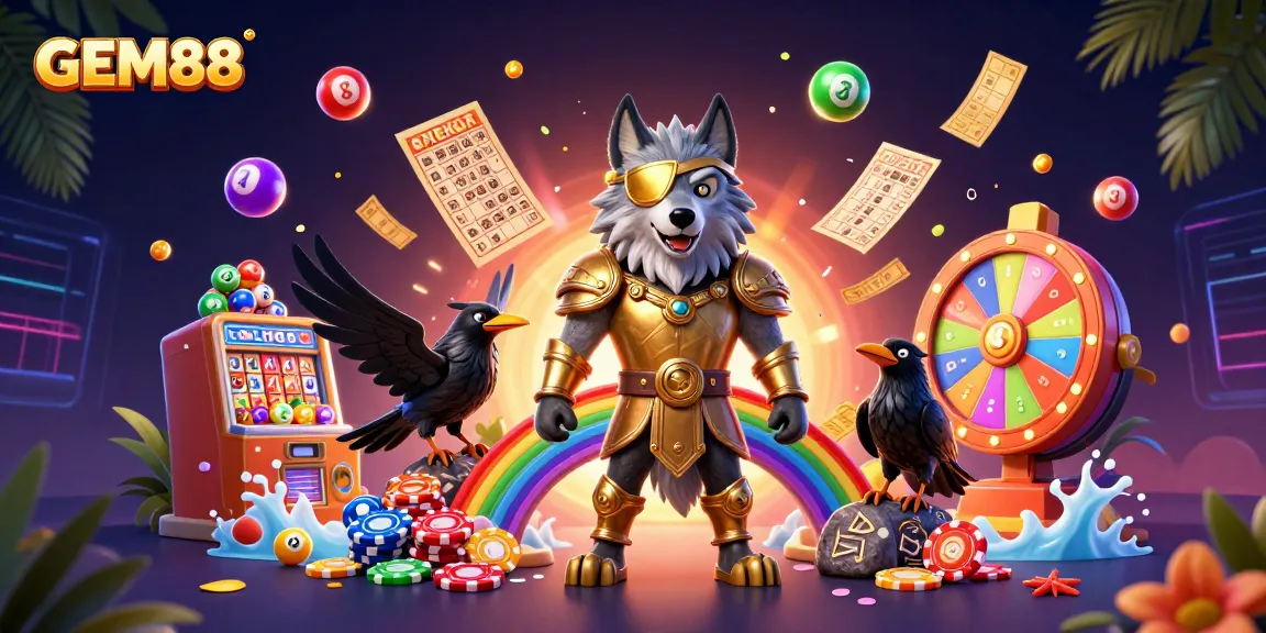 Engage with GEM88's vibrant casino world featuring Odin and mythical elements.