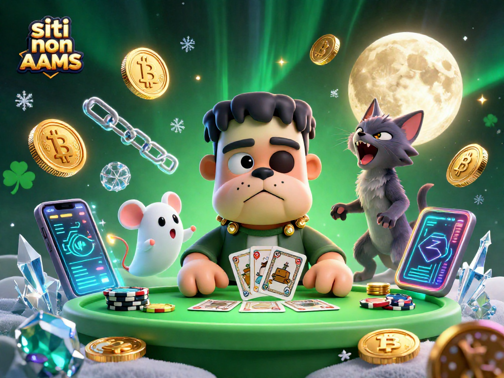 Gioca nei siti non AAMS con un bulldog che distribuisce carte circondato da criptovalute.