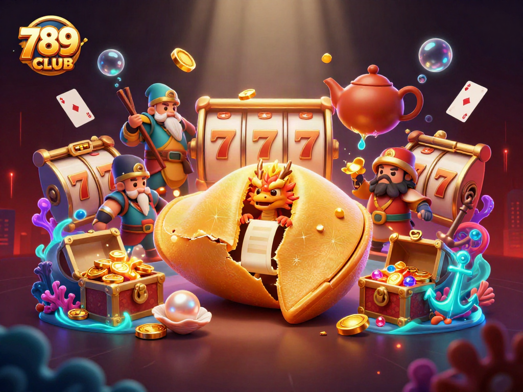 Experience the excitement of 789CLUB with vibrant Golden Fortune Cookie and treasure elements