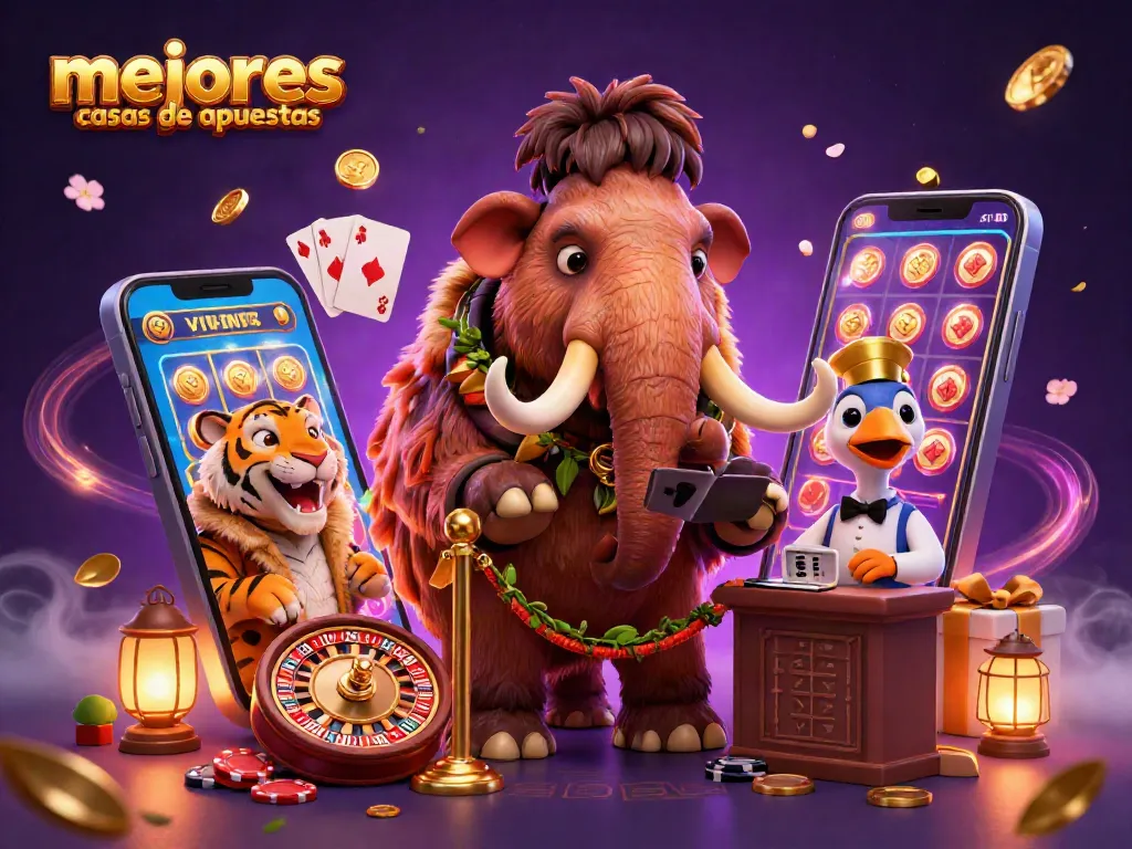 Mejores casas de apuestas, ilustración 3D de un mamut bouncer en un casino