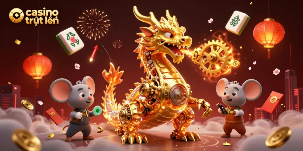 Trải nghiệm cảm giác chơi casino trực tuyến với rồng vàng cơ khí và nhiều phần thưởng hấp dẫn.