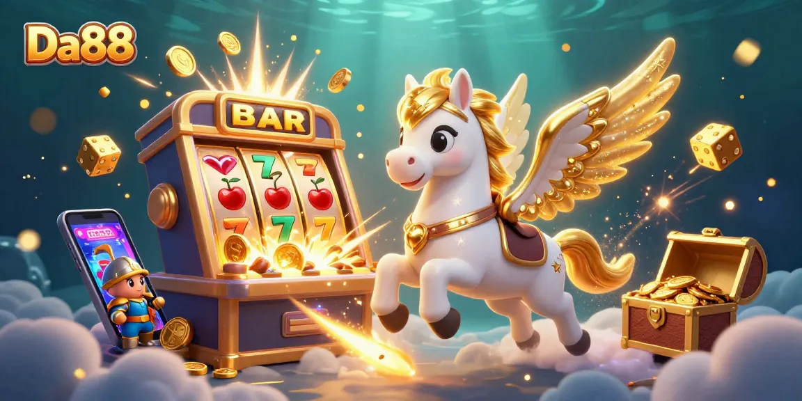 Experience jackpot thrills with Da88 in a vibrant 3D casino adventure scene.