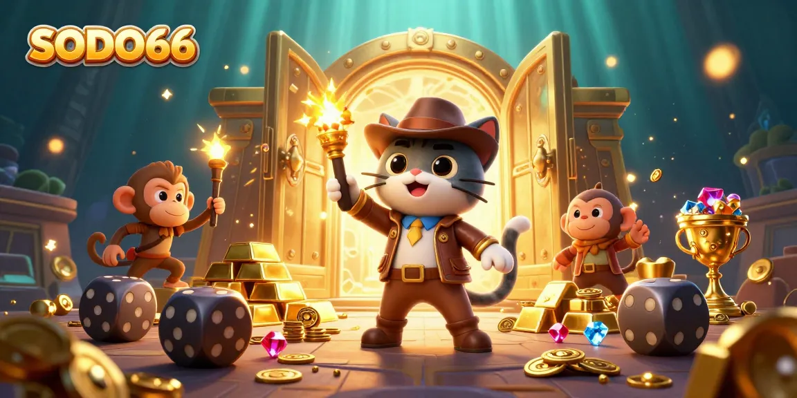 SODO66 engages players with an exciting 3D casino adventure featuring vibrant treasures and characters.