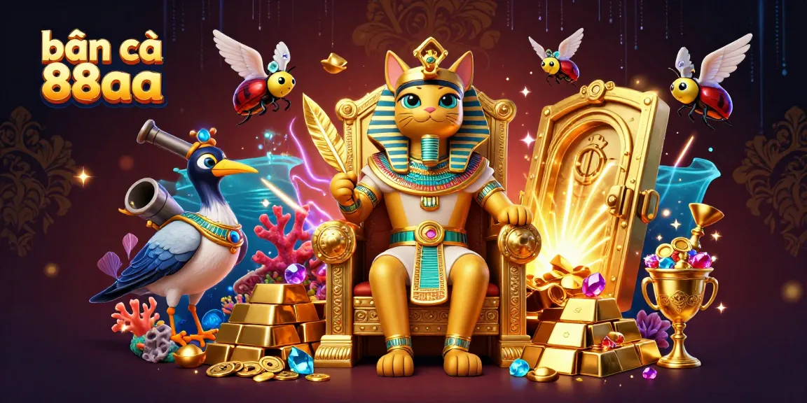 Bắn cá 88aa showcases an exhilarating underwater treasure hunt with vibrant sea life and dynamic game cannons amidst glowing treasures.