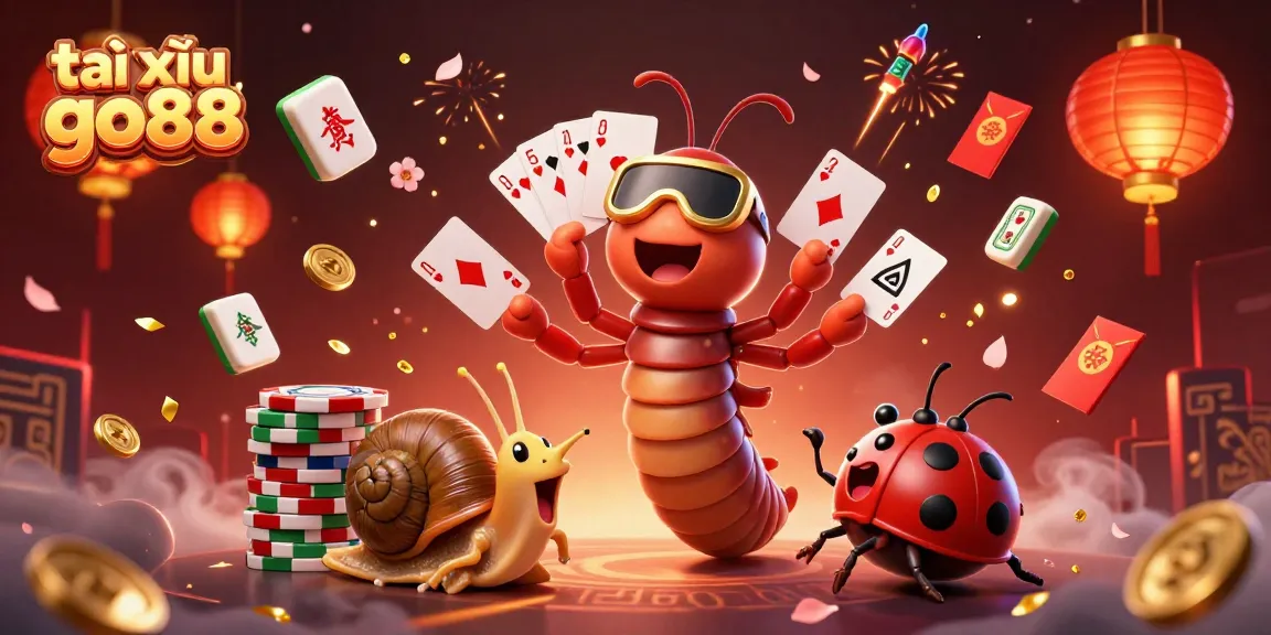Engage with tài xỉu go88 as a vibrant 3D casino scene unfolds, featuring dynamic characters and festive elements.
