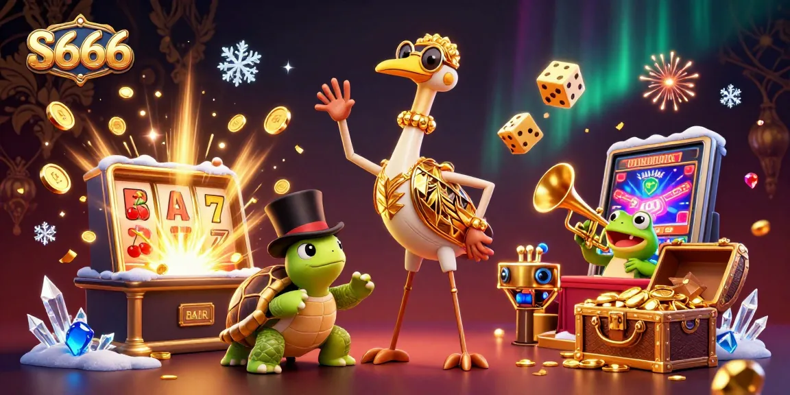 S666 jackpots burst into action with lively 3D characters and vibrant casino elements surrounding them