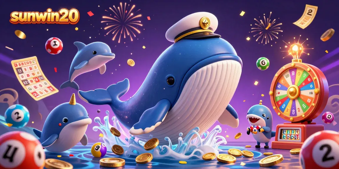 Play exciting games with sunwin20 featuring a whale and colorful elements of gambling.