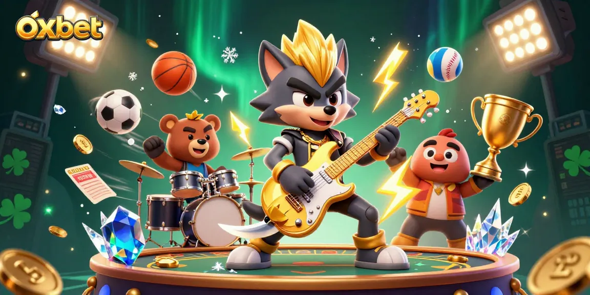 Experience electrifying entertainment at oxbet with a dynamic casino scene showcasing a rock star wolf and epic gameplay.