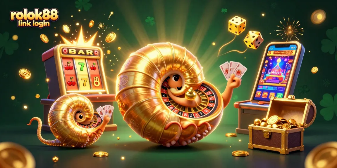 Engage with rokok88 link login showcasing a 3D nautilus roulette wheel amid vibrant casino elements for an exciting gaming experience.