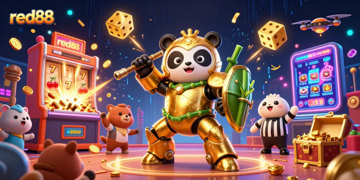 Experience thrilling jackpots with red88's vibrant 3D casino illustration, featuring dynamic gaming action.